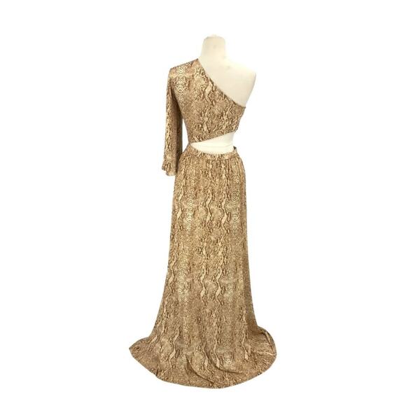 L'Agence Fontana Neutral Snake One-Shoulder Maxi Dress Size Small NWOT $475 MSRP - Picture 8 of 8